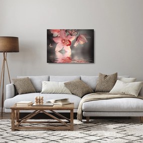 Üveg kép - Virágok és pillangó (70x50 cm)