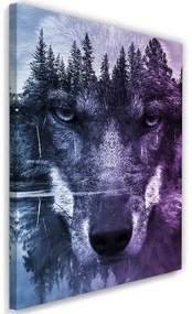 Gario Vászonkép Absztrakt farkas erdei és tavi háttérrel Méret: 40 x 60 cm