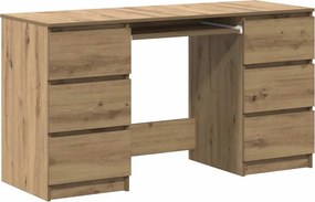 vidaXL kézműves tölgy színű szerelt fa íróasztal 140 x 50 x 77 cm