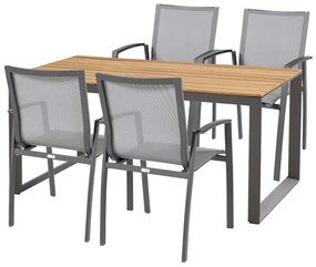 Heritage teak Torino étkezőgarnitúra antracit 1+4