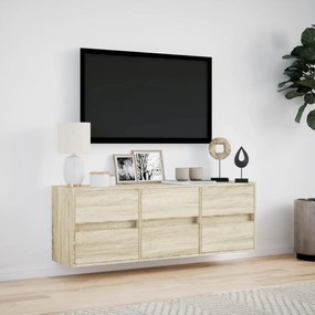 sonoma tölgy színű fali TV-szekrény LED-ekkel 130x31x45 cm