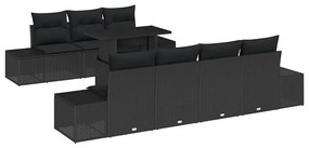 vidaXL Kanapé Szett párnával 8 pcs Fekete polirattan