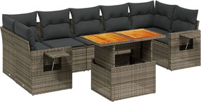 vidaXL 8 részes szürke polyrattan kerti ülőgarnitúra párnákkal
