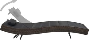 vidaXL barna polyrattan és textilén napozóágy
