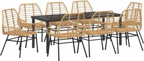 vidaXL Kert étkező szett 9 pcs Barna polirattan