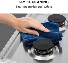 Ignito 5, gázfőzőlap, 5 Sabaf égő, rozsdamentes acél, ezüst