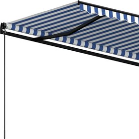 Kék és fehér kézzel kihúzható napellenző 500 x 350 cm