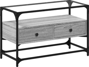 vidaXL szürke sonoma szerelt fa TV-szekrény üveglappal 80 x 35 x 51 cm