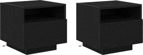 vidaXL Éjjeliszekrény 2 pcs Fekete tölgy 40 x 39 x 37 cm Faanyag