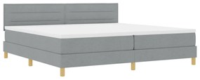 Box Spring Ágy Matrac &amp; LED Világítással Szürke 200x200 cm Szövet
