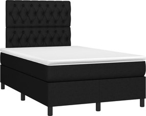 vidaXL fekete szövet rugós ágy matraccal 120 x 190 cm