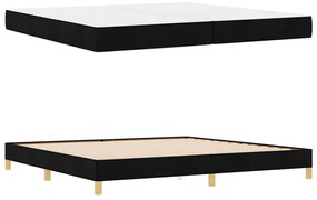 Boxrugós ágy Fekete és Barna 200 x 200 cm Textil és mérnöki fa