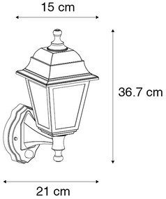Régi stílusú fali lámpa arany IP44 mozgásérzékelővel - Capital