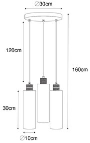 Modern lógó lámpa fekete füstüveggel 3-lámpás - Stavelot