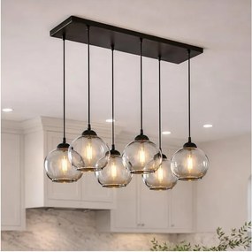 Brilagi - Zsinóros csillár DIOR 6xE27/60W/230V fekete/füstszürke