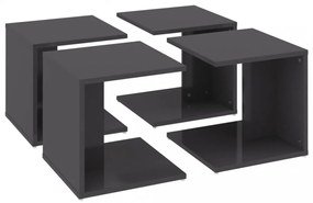 4 db magasfényű szürke szerelt fa dohányzóasztal 33x33x33 cm
