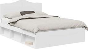 vidaXL Ágykeret fejtámlával Fehér 150 x 200 cm Tömör fenyőfa