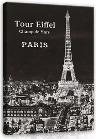 Vászonkép Eiffel-torony Párizs Nappaliba Fekete 120x80