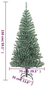 zöld műkarácsonyfa hóval 150 cm