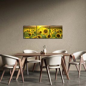 Kép - Napraforgók naplementében (órával) (90x30 cm)