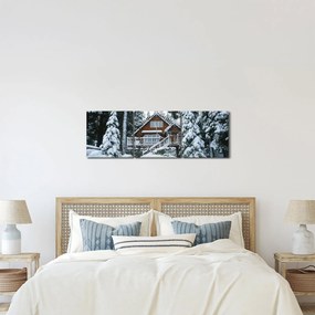 Kép - Fából készült házikó (órával) (90x30 cm)