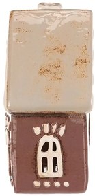 Karácsonyi dekoráció mézeskalács házikó Szív teagyertya, kerámia, lila