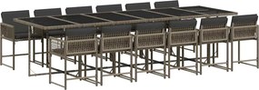 vidaXL 13 részes szürke polyrattan kerti ülőgarnitúra párnákkal