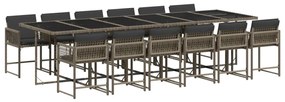 vidaXL 13 részes szürke polyrattan kerti ülőgarnitúra párnákkal