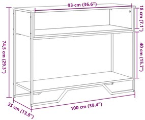füstös tölgy színű szerelt fa tálalóasztal 100x35x74,5 cm