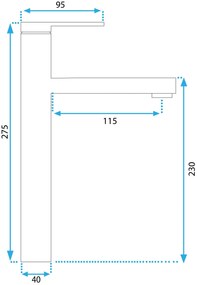 Rea Pixel, magas mosdócsap h-275, arany fényes, REA-B6215