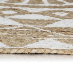 kézzel font jutaszőnyeg fehér mintával 120 cm