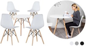 4 db modern étkezőszék asztallal, 3 színben-fehér