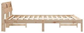 Ágykeret LED -es lámpákkal Barna 140 x 190 cm Tömör fenyőfa