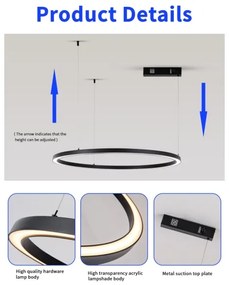 Immax NEO 07215L-LED Dimmelhető csillár zsinóron FINO 60W/230V 80cm fekete Tuya + távirányító