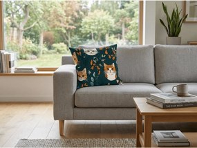 Pamut párnahuzat CATTAMI POLY 45x45 cm, sötétzöld