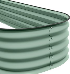 Outsunny Emelt Négyzetes Kertészláda Moduláris Acélból Zöld, 240 x 62 x 30 cm | Aosom