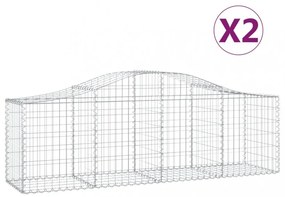 2 db íves horganyzott vas gabion kosár 200x50x60/80 cm