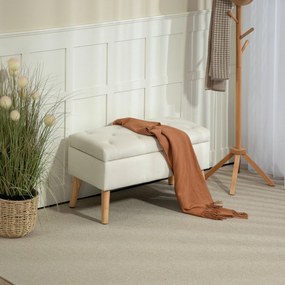 HOMCOM Tároló Pad, Tárolódoboz, Fedéllel, Bársonyos Hatású Szövet, Fa Lábakkal, 120 kg-ig Terhelhető, Nappaliba, Hálószobába, Előszobába, 80 x 35 x 40