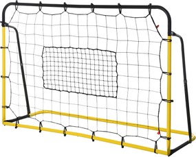 HOMCOM Kickback Futsal Visszapattintó Háló Focihoz, Kosárlabdához és Baseballhoz, Acél+PE, Sárga+Fekete, 184 x 63 x 123 cm | Aosom