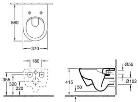 Villeroy & Boch 5614R201 - Falra szerelhető WC SoftClose ülőkével SUBWAY kerámia/fehér
