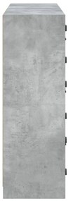 betonszürke szerelt fa könyvespolc ajtókkal 136 x 37 x 109 cm