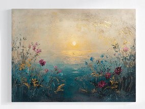 Vászonkép Canvas Tájkép Víz Tenger Tengerpart Virágok Nap 100x75