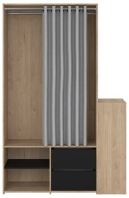 Fekete-natúr színű előszoba bútor tölgyfa dekorral Kit – Tvilum
