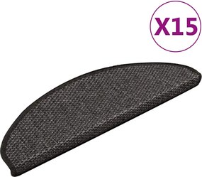 vidaXL 15 db szizál hatású antracitszürke lépcsőszőnyeg 65x21x4 cm