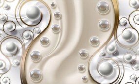 Flizelin fotótapéta Gyöngy hullámok és arany elegancia spirálok 200x140 +ragasztó