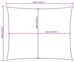 fekete téglalap alakú oxford-szövet napvitorla 5 x 6 m