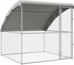 vidaXL Kutyaház tárolóval Ezüst 2 x 2 x 2 m Horganyzott acél