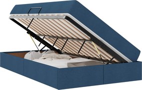 vidaXL Ágy tárolóval és matraccal Kék 120 x 200 cm Poliészter