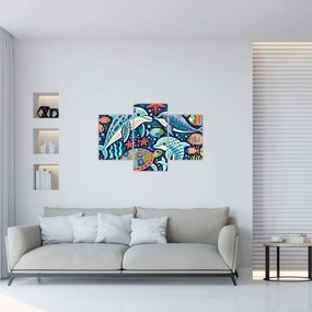 Kép – Rajzolt vízi állatok (90x60 cm)