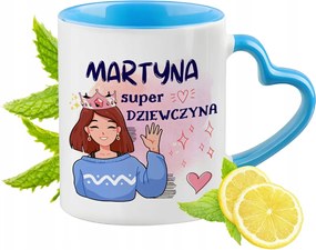 Kék bögre szív alakú füllel Martinának Ideális Ajándék